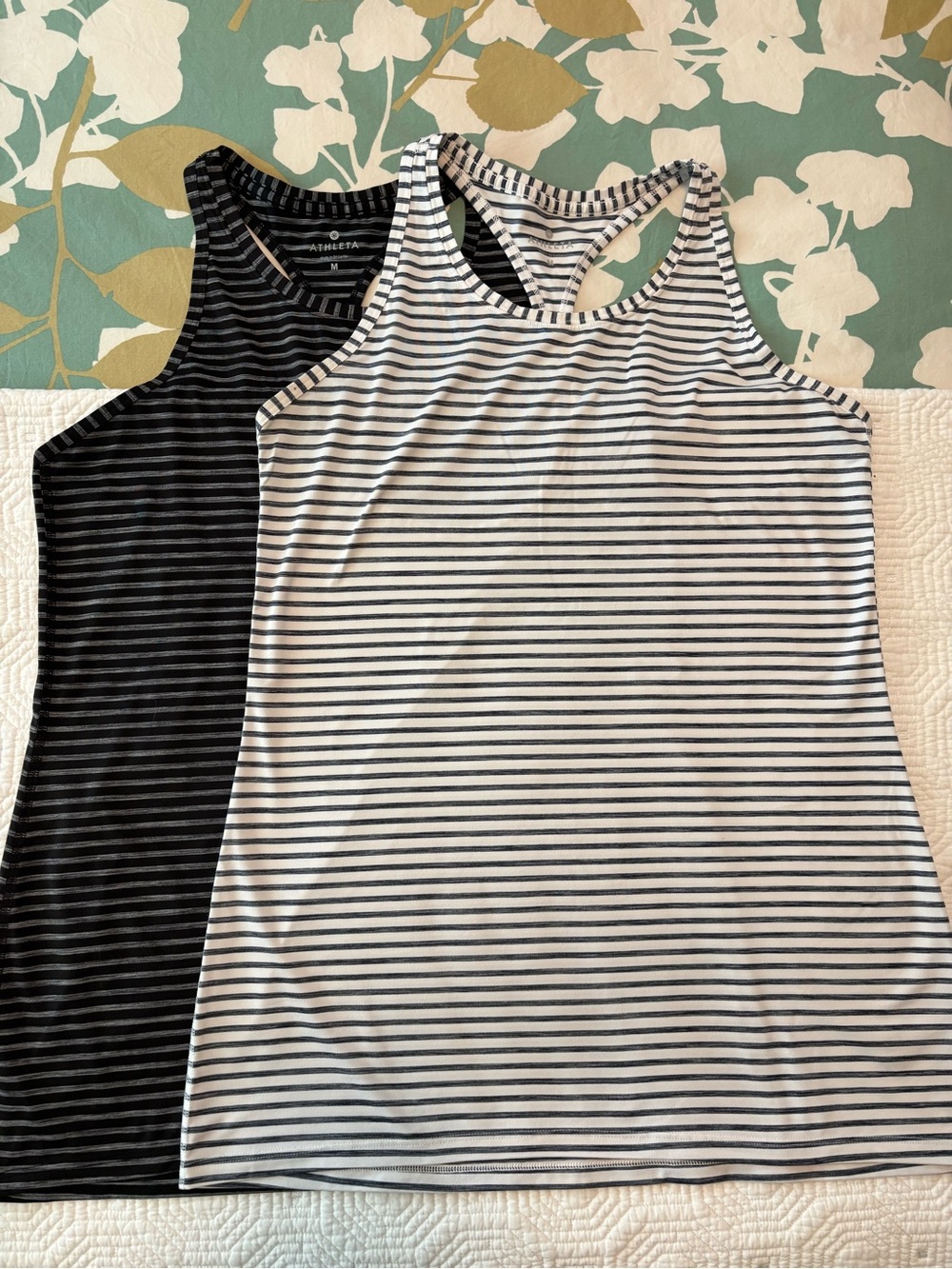 Athleta (Set of 2) Chi High-Neck Stripe Tanks